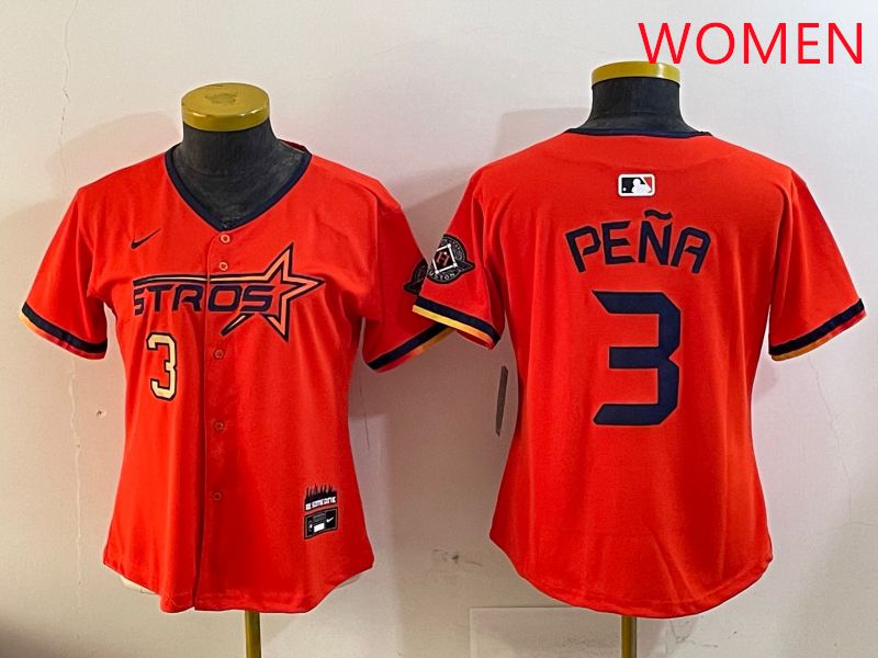 Women Houston Astros Blank 3 Pena Three generations Joint Name 2025 Nike MLB Jersey style 3